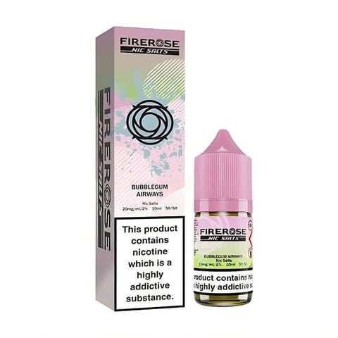 Firerose 5000 Nic Salt E Liquid 10ml, Bubblegum Airways