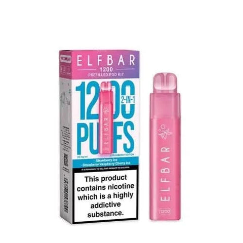 Elf Bar 1200 2 - in - 1 Prefilled Pod Vape Kit - Eliquid Base - Watermelon Ice