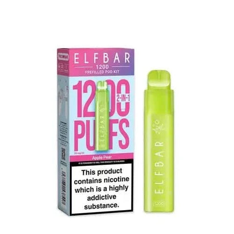 Elf Bar 1200 2 - in - 1 Prefilled Pod Vape Kit - Eliquid Base - Apple Pear