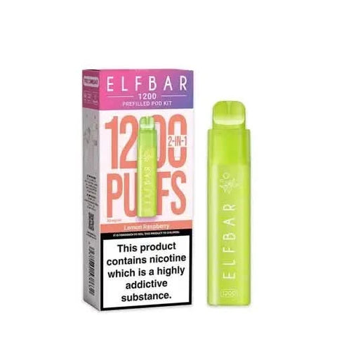 Elf Bar 1200 2 - in - 1 Prefilled Pod Vape Kit - Eliquid Base - Lemon Raspberry