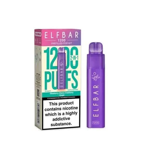 Elf Bar 1200 2 - in - 1 Prefilled Pod Vape Kit - Eliquid Base - Purple Edition