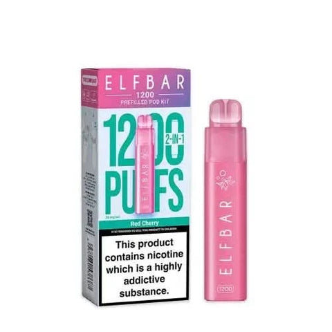 Elf Bar 1200 2 - in - 1 Prefilled Pod Vape Kit - Eliquid Base - Red Cherry