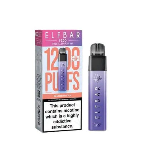 Elf Bar 1200 2 - in - 1 Prefilled Pod Vape Kit - Eliquid Base - Wild Berries Ice