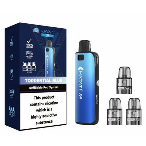 Hayati X4 Refillable Pod Vape Kit -Torrential Blue