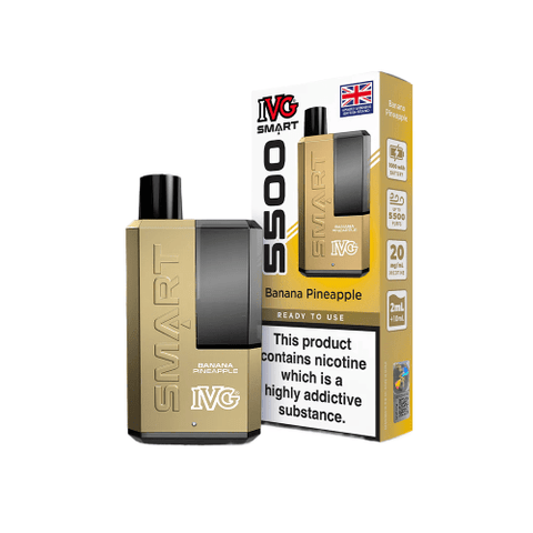 IVG Smart 5500 Disposable Vape Kit - Box of 10 - Eliquid Base - ⁠Pineapple Banana