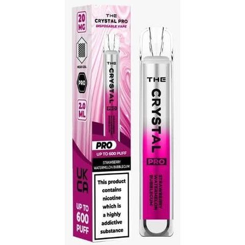 The Crystal Pro Bar 600 Disposable Vape  20MG - Strawberry Watermelon Bubblegum