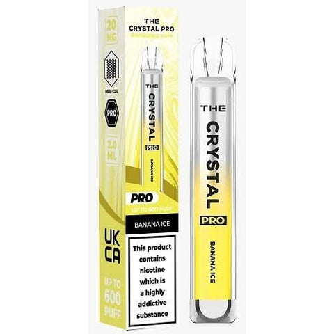 The Crystal Pro Bar 600 Disposable Vape  20MG- Banana Ice