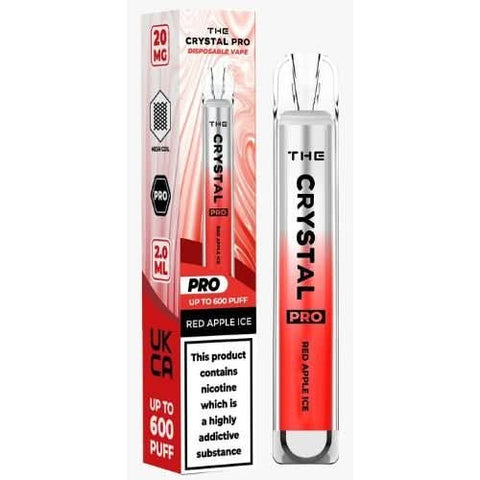 The Crystal Pro Bar 600 Disposable Vape  20MG - Red Apple Ice