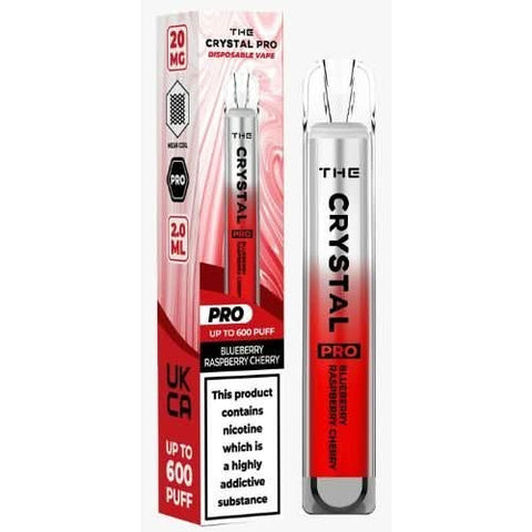 The Crystal Pro Bar 600 Disposable Vape  20MG - Blueberry Raspberry Cherry