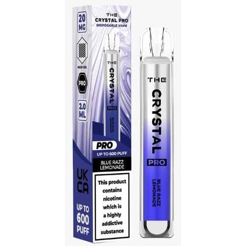 The Crystal Pro Bar 600 Disposable Vape  20MG - Blue Razz Lemonade