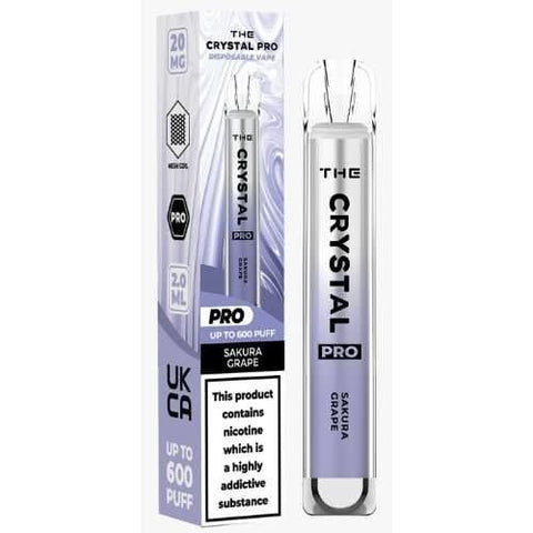 The Crystal Pro Bar 600 Disposable Vape  20MG - Sakura Grape