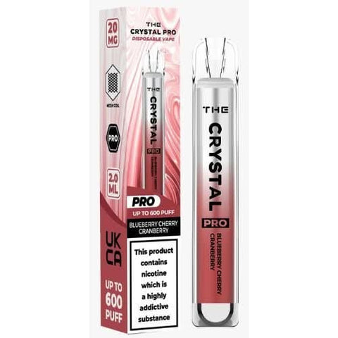 The Crystal Pro Bar 600 Disposable Vape  20MG - Blueberry Cherry Cranberry