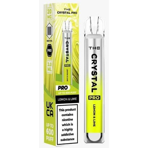 The Crystal Pro Bar 600 Disposable Vape  20MG - Lemon Lime