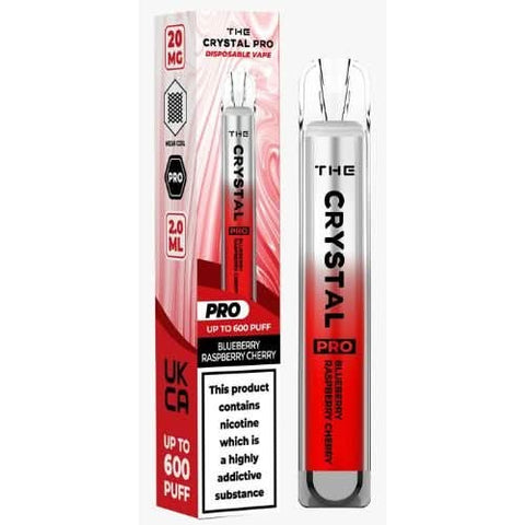 The Crystal Pro Bar 600 Disposable Vape Device -Blueberry Raspberry Cherry