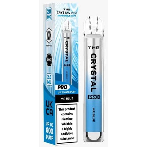 The Crystal Pro Bar 600 Disposable Vape Device -Mr Blue