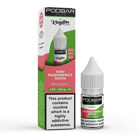 Kingston Podbar nic salt 10ml - Pack of 10 - Kiwi Passionfruit Guava