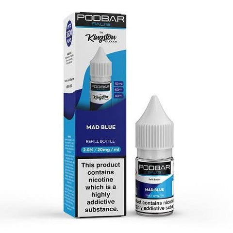 Kingston Podbar nic salt 10ml - Pack of 10 - Mad Blue